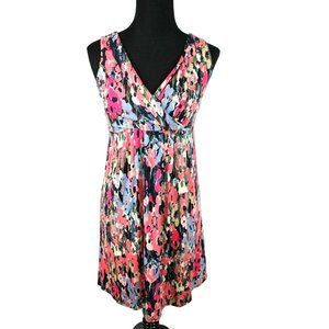 Ann Taylor Dress Floral Wrap size XSP Petite XS Pink Navy Watercolor